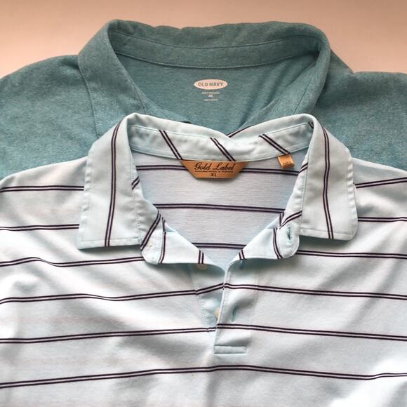 A Set of 2 Men’ Short Sleeve Blue Polo Shirts - Picture 1 of 7